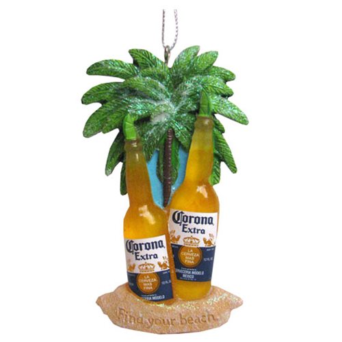 Corona Bottles with Limes On Beach 4-Inch Ornament